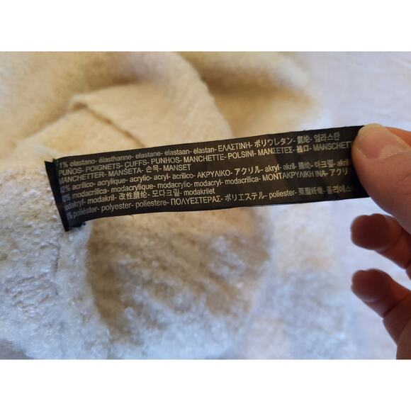 Zara Cream Fuzzy Turtleneck Sweater Colorblock Purple Orange Cuff Oversize Small - Picture 4 of 11